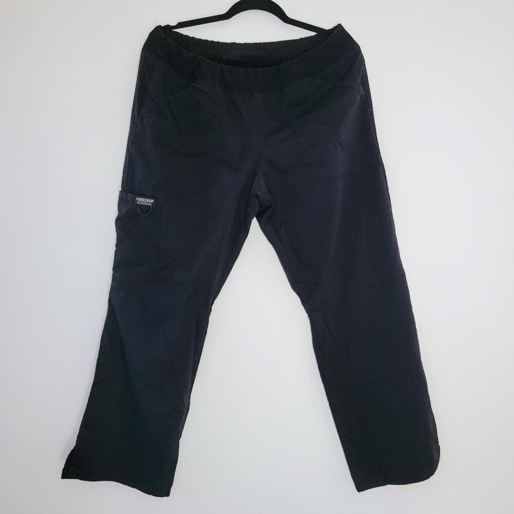 Womens Cherokee Workwear Mid Rise Straight Let Pull-On Pants  Size Medium Petite